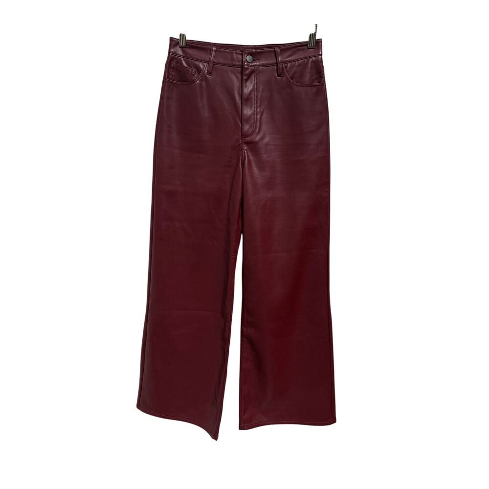 Joe's Mia Pants Women's 27 Faux Leather Wide Leg in Burgundy